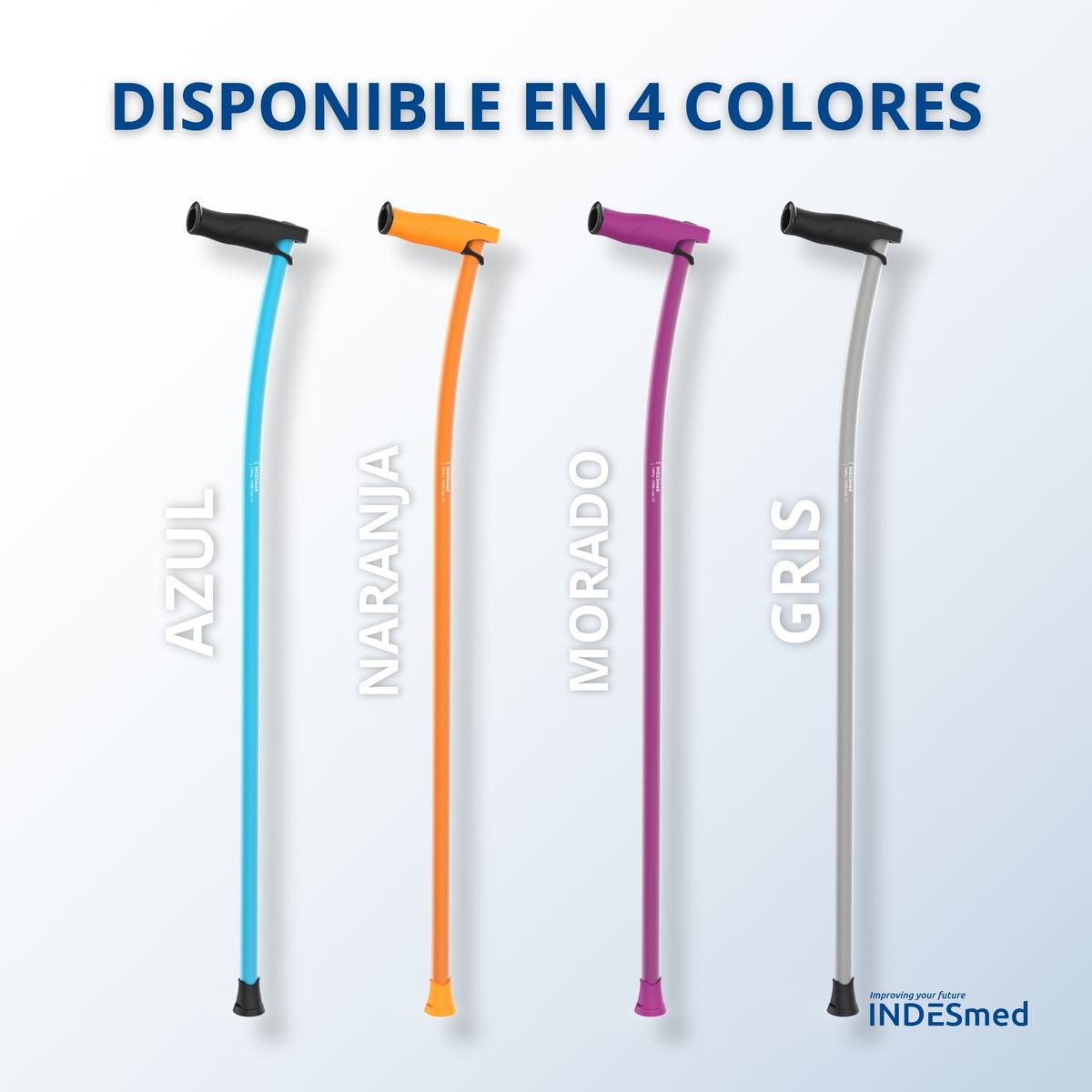 INDESMED - Indesmed - Bastón de paseo Aluminio Aeroespacial Ergonómico  Premium - Gris- Talla M