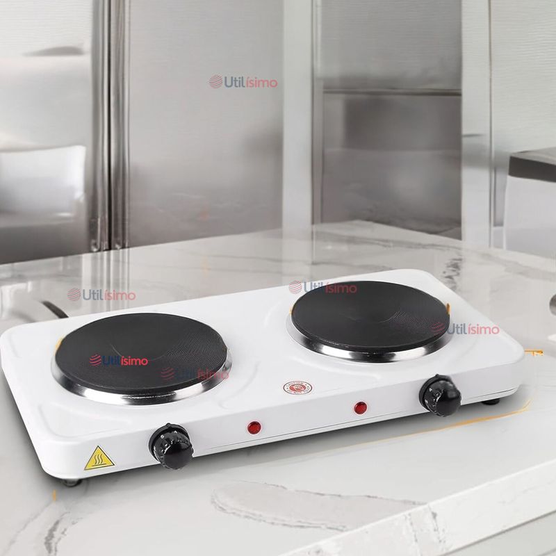 LINE - Cocina Eléctrica 2 Platos 2000w Cocinilla Portátil Blanco