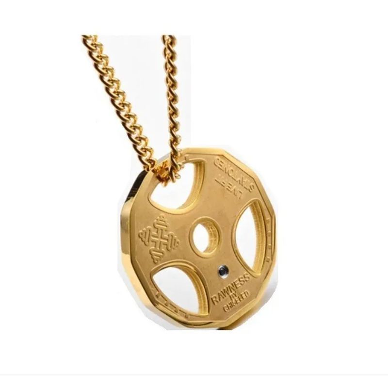 GENERICO - Collar De Disco Gym Pesas Gold Macuernas Moda Royal Madriz