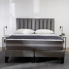 COLBOX - Cama Europea Valencia Premium + Respaldo Cadiz King Felpa Gris Medio