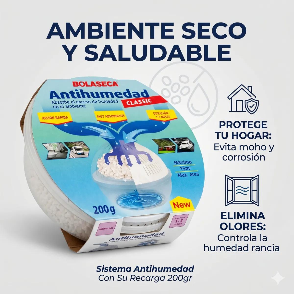 Sistema Antihumedad Bolaseca Con Su Recarga 200gr, marca GENERICO - Foto 2