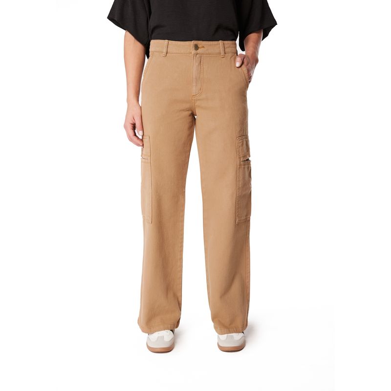 EFESIS - PANTALÓN NEMI WIDE BOLSILLO CARGO DE VIVO - Café Claro