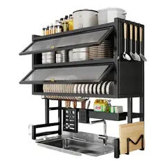 EVERSO - Escurridor Secador Loza Platos 3 Niveles Organizador 85cm Negro