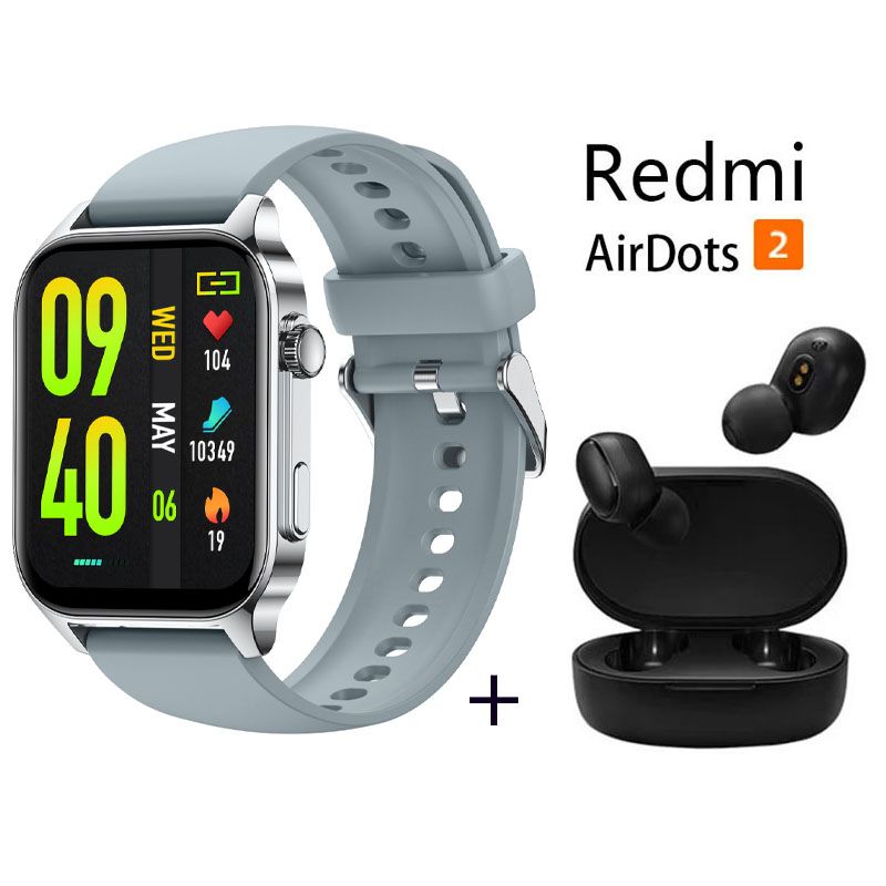 XIAOMI - 191 Reloj inteligente con pantalla grande+Xiaomi Redmi AirDots 2 Gris
