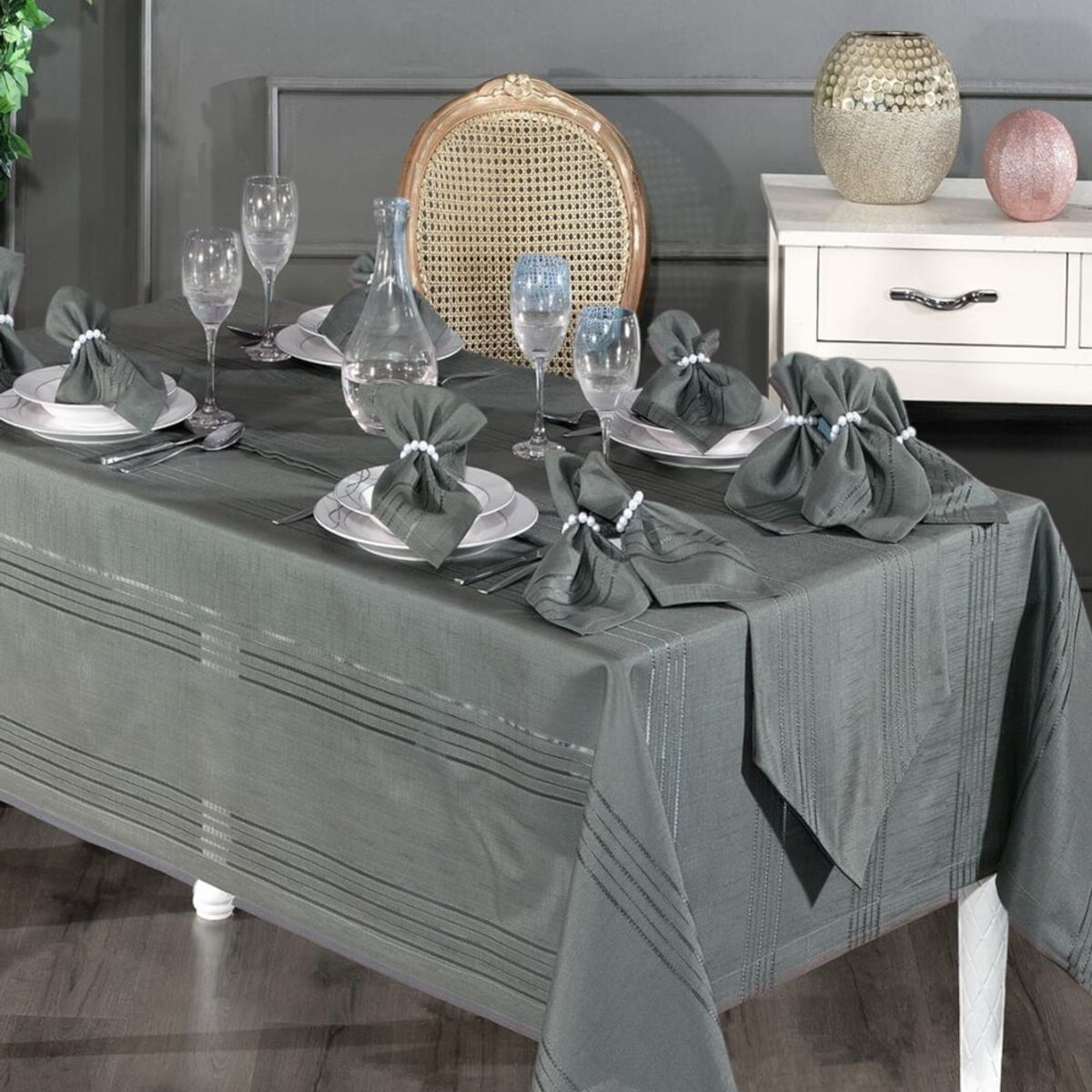 MROTTO - Mantel Rectangular Antimanchas Gris 160x220 cm