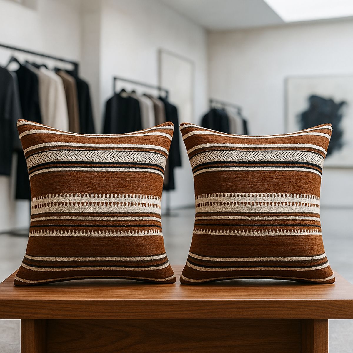 ARMONIA - 2 fundas de cojín marrón chenille diseño chic living 759