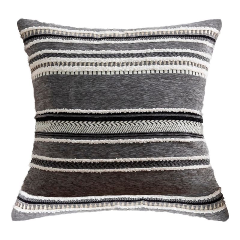 ARMONIA - Funda cojín chenille gris decorativa sofá elegante 759