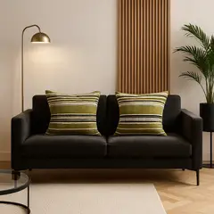 ARMONIA - Pack doble fundas cojín chenille verde textil premium 759