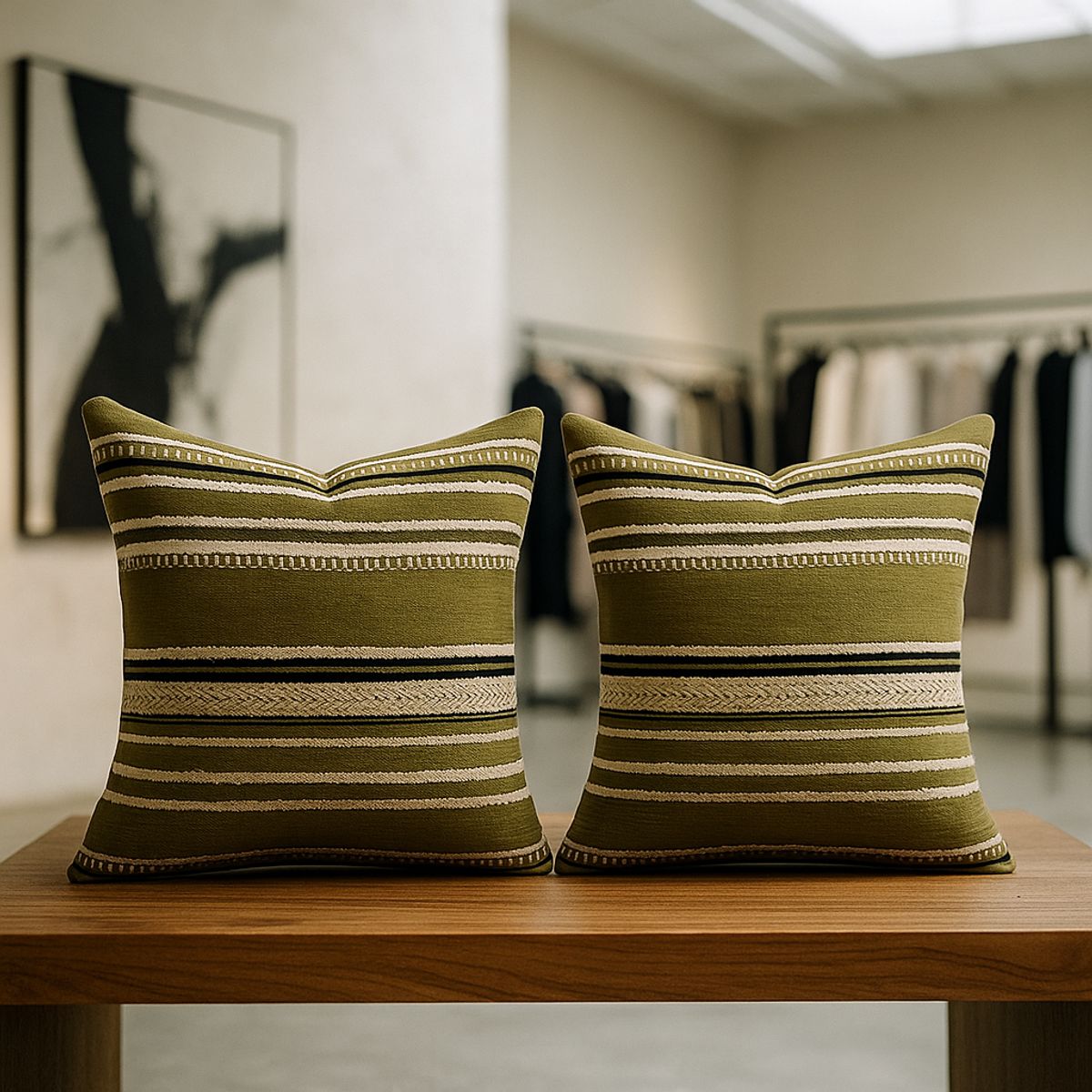 ARMONIA - 2 fundas de cojín verde chenille diseño chic living 759