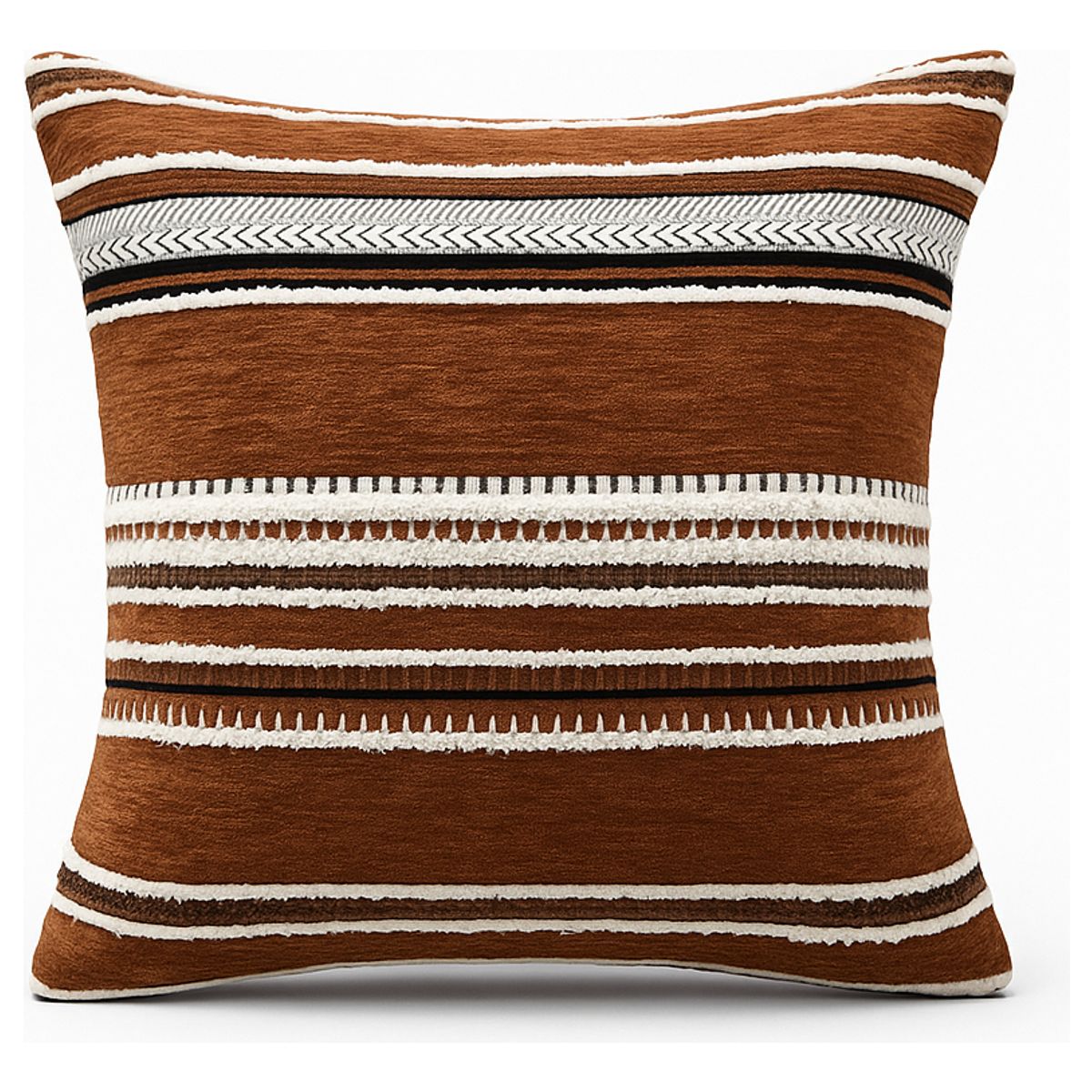 ARMONIA - Funda cojín chenille marrón decorativa sofá elegante 759