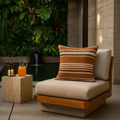 ARMONIA - Funda cojín chenille marrón para sofá estilo elegante 759