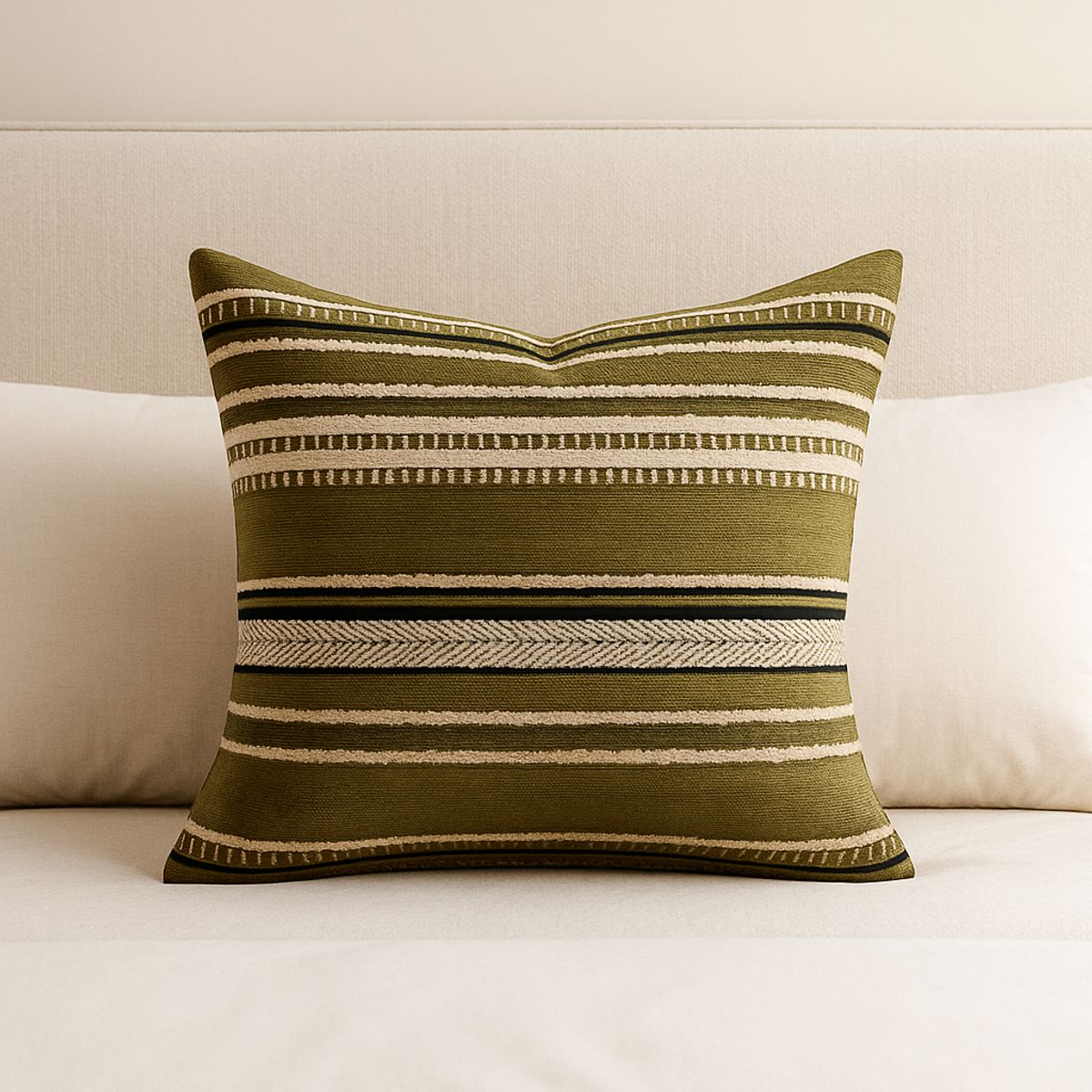 ARMONIA - Cojín chenille verde funda suave decoración hogar 759