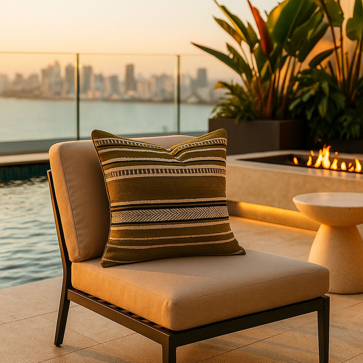 ARMONIA - Funda almohadón verde chenille diseño moderno sala 759