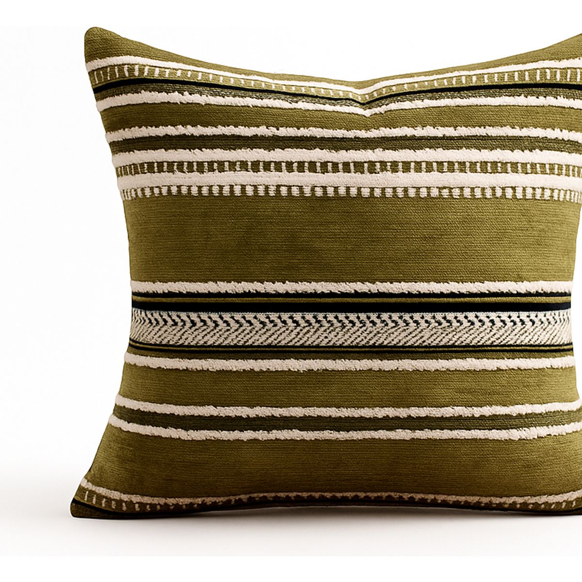 ARMONIA - Funda cojín chenille verde decorativa sofá elegante 759