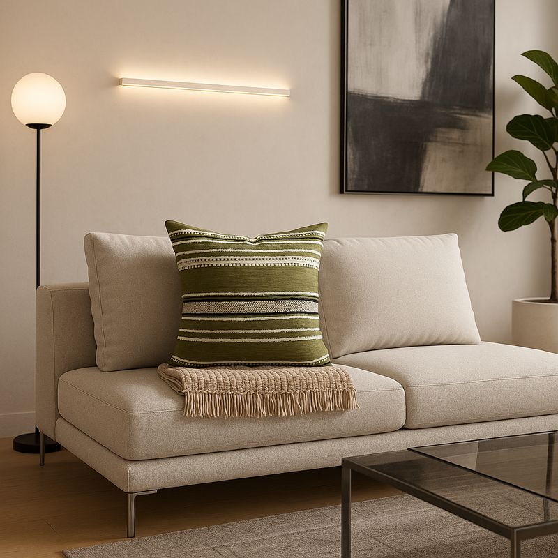 ARMONIA - Funda cojín chenille verde textil premium dormitorio 759