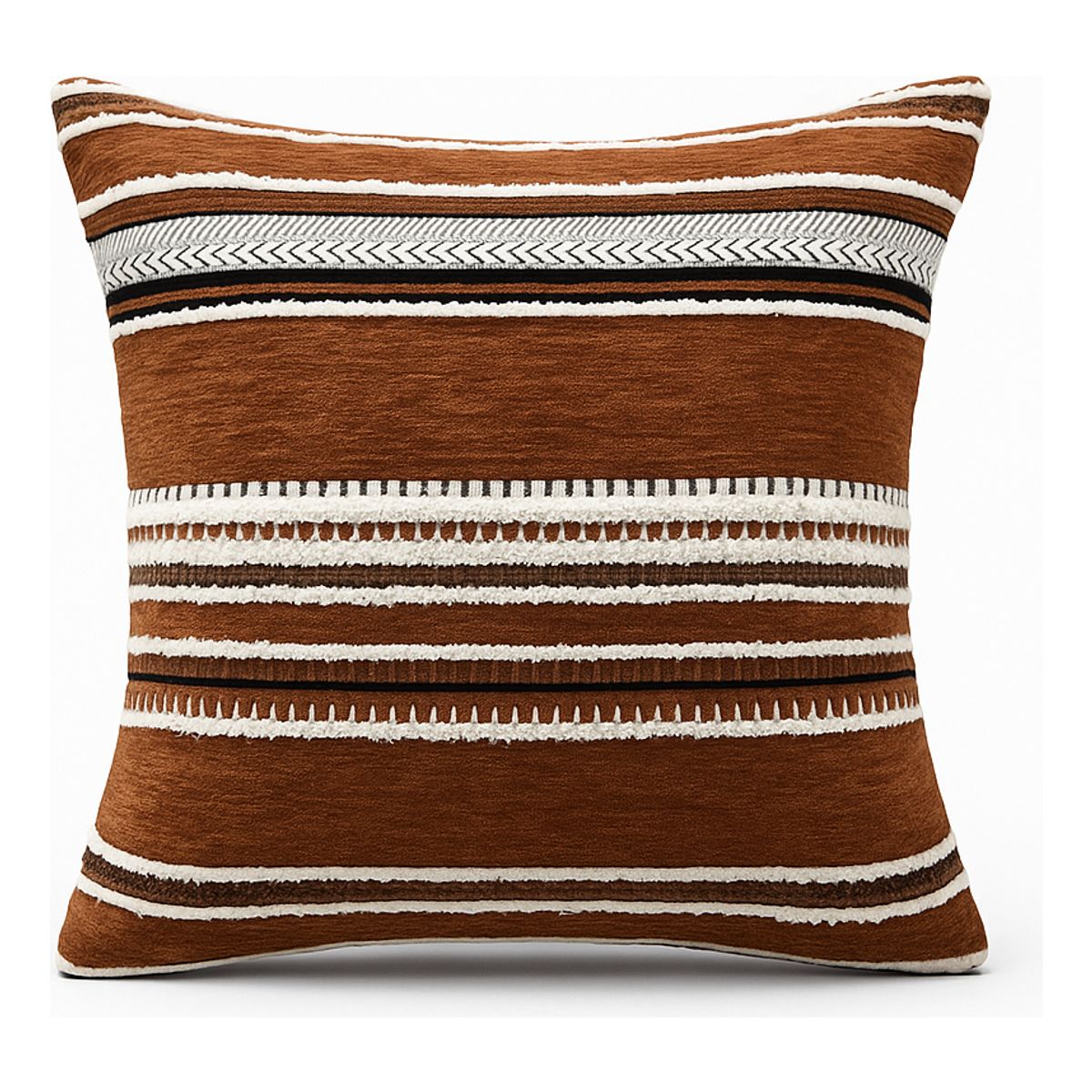 ARMONIA - Funda cojín chenille marrón decorativa sofá elegante 759