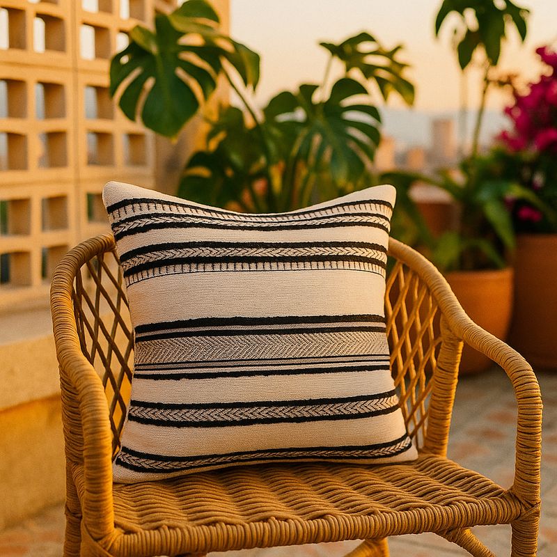 ARMONIA - Funda almohadón chenille beige estilo moderno sala 759