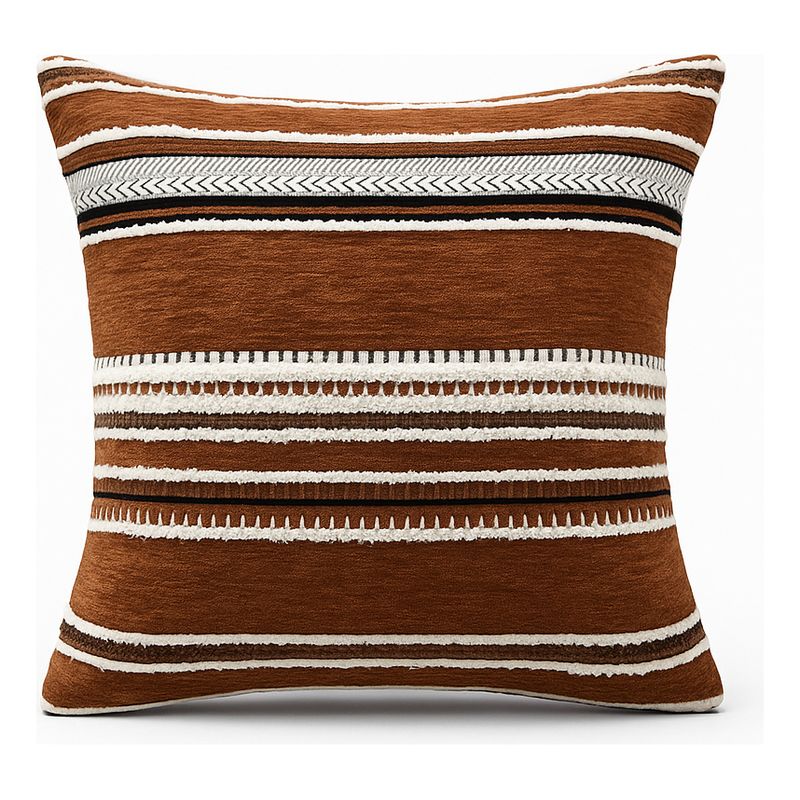 ARMONIA - Funda cojín chenille marrón decorativa sofá elegante 759
