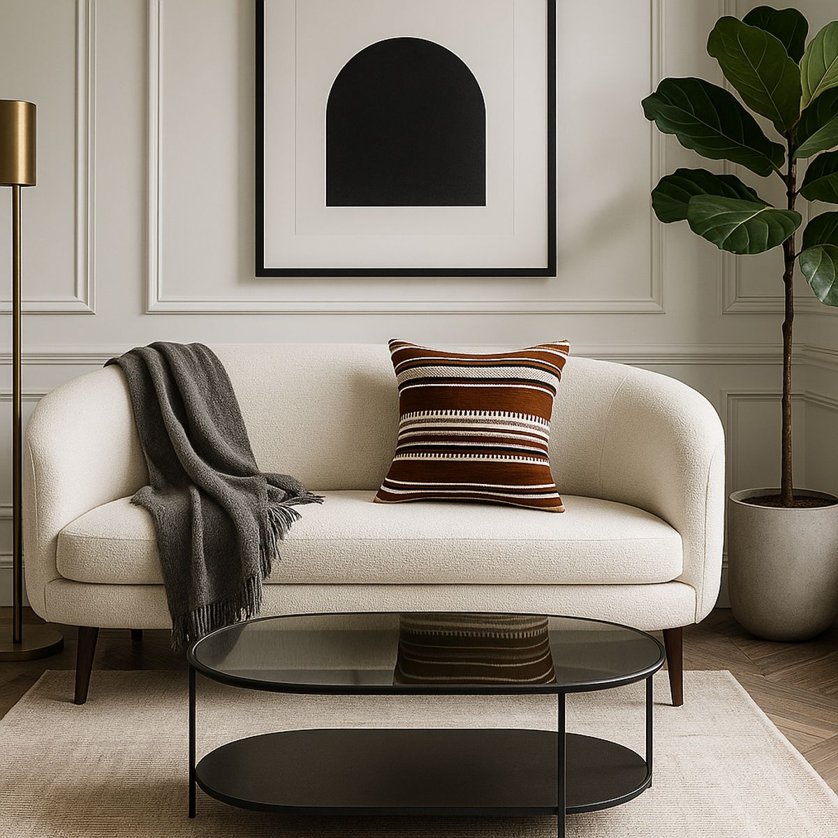 ARMONIA - Cojín decorativo chenille marrón diseño chic living 759