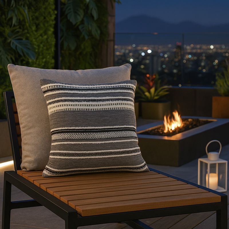 ARMONIA - Cojín gris chenille estilo chic living room 759