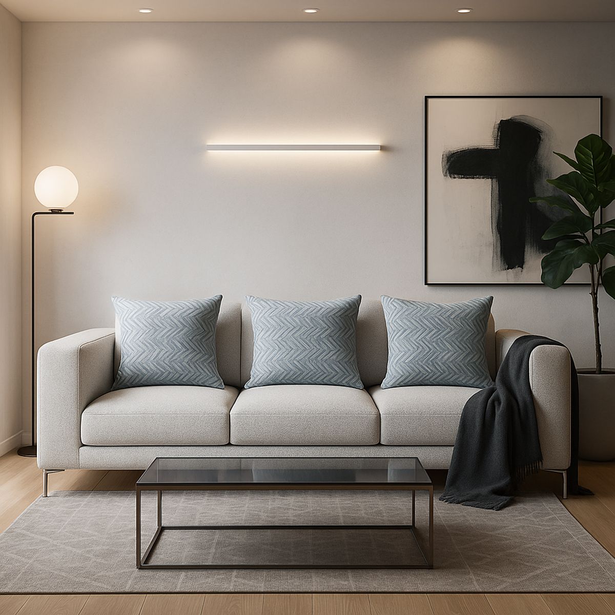 ARMONIA - Pack triple fundas cojín chenille azul 45x45 premium 760