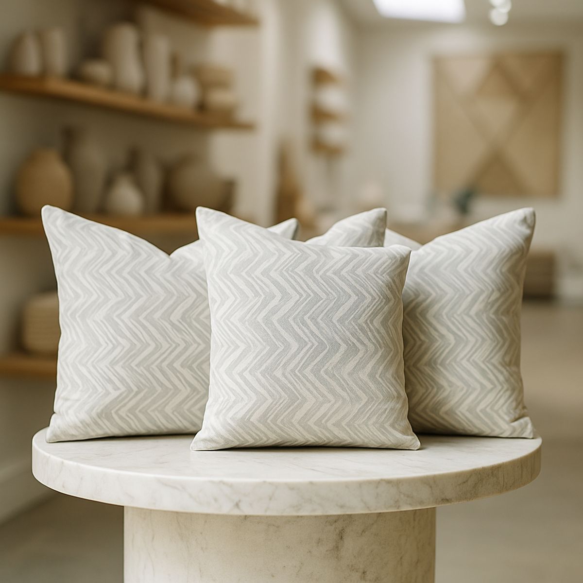 ARMONIA - Pack triple fundas cojín chenille gris 45x45 calidad premium 760