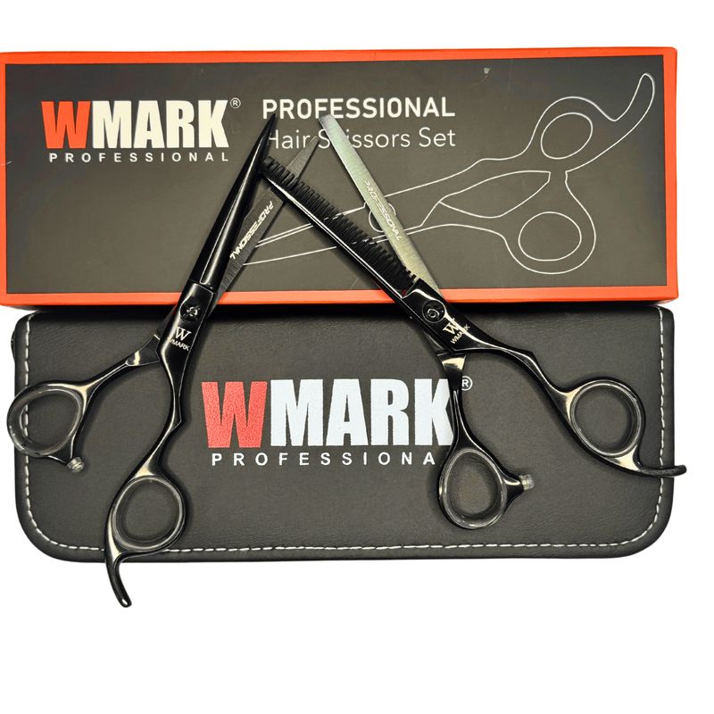 WMARK - Tijera Peluqueria Wmark Profesional Corte Filo Navaja Y Esculpidora 6 Pulgada Negro
