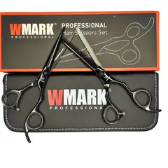 WMARK - Tijera Peluqueria Pro Corte Filo Navaja Y Esculpidora 6 Negro