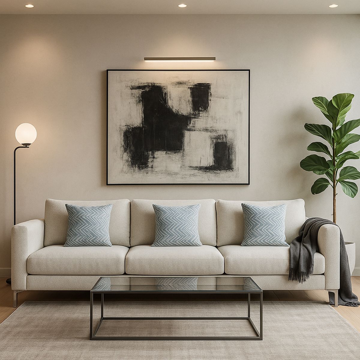 ARMONIA - Set 3 fundas cojín chenille azul 45x45 suaves 760