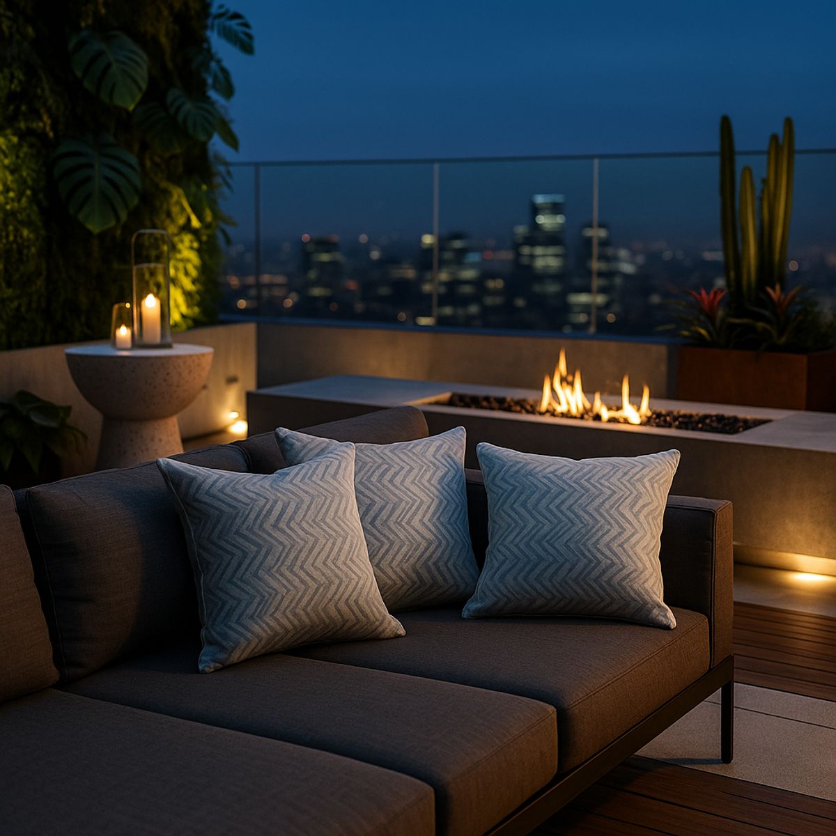 ARMONIA - Trío fundas cojín chenille azul 45x45 estilo moderno 760