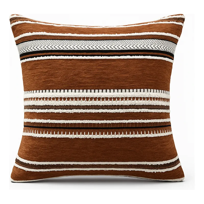 ARMONIA - Funda cojín chenille marrón decorativa sofá elegante 759