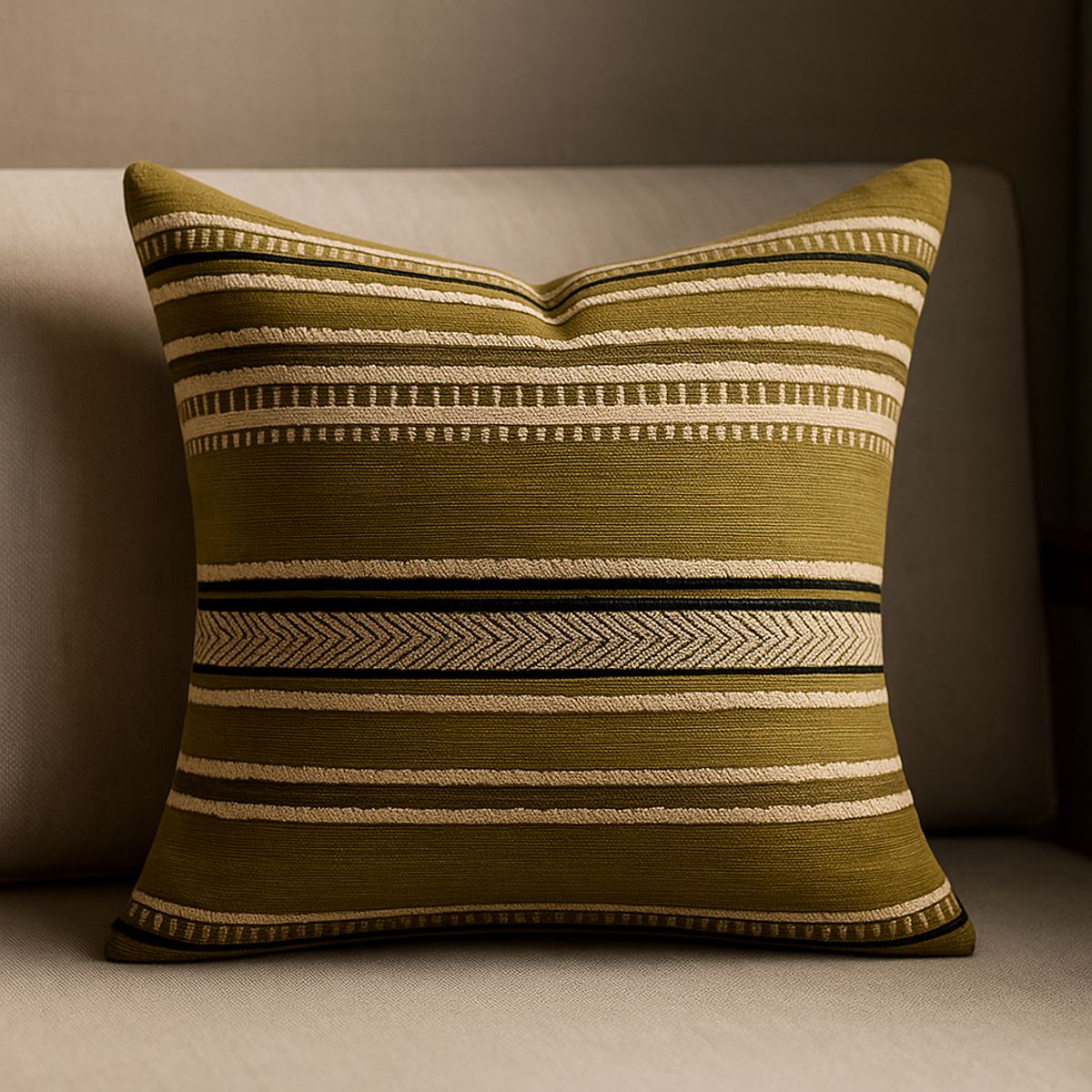 ARMONIA - Cojín verde chenille estilo chic living room 759