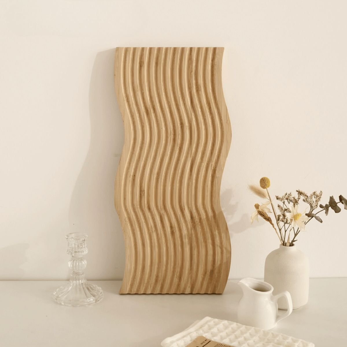 HOMESTAR - Bandeja Tabla Madera Curvas Ondulado - Estilo Bohemio