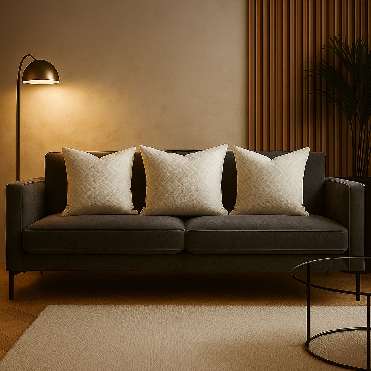 ARMONIA - Trío fundas cojín chenille gris 45x45 estilo moderno 760