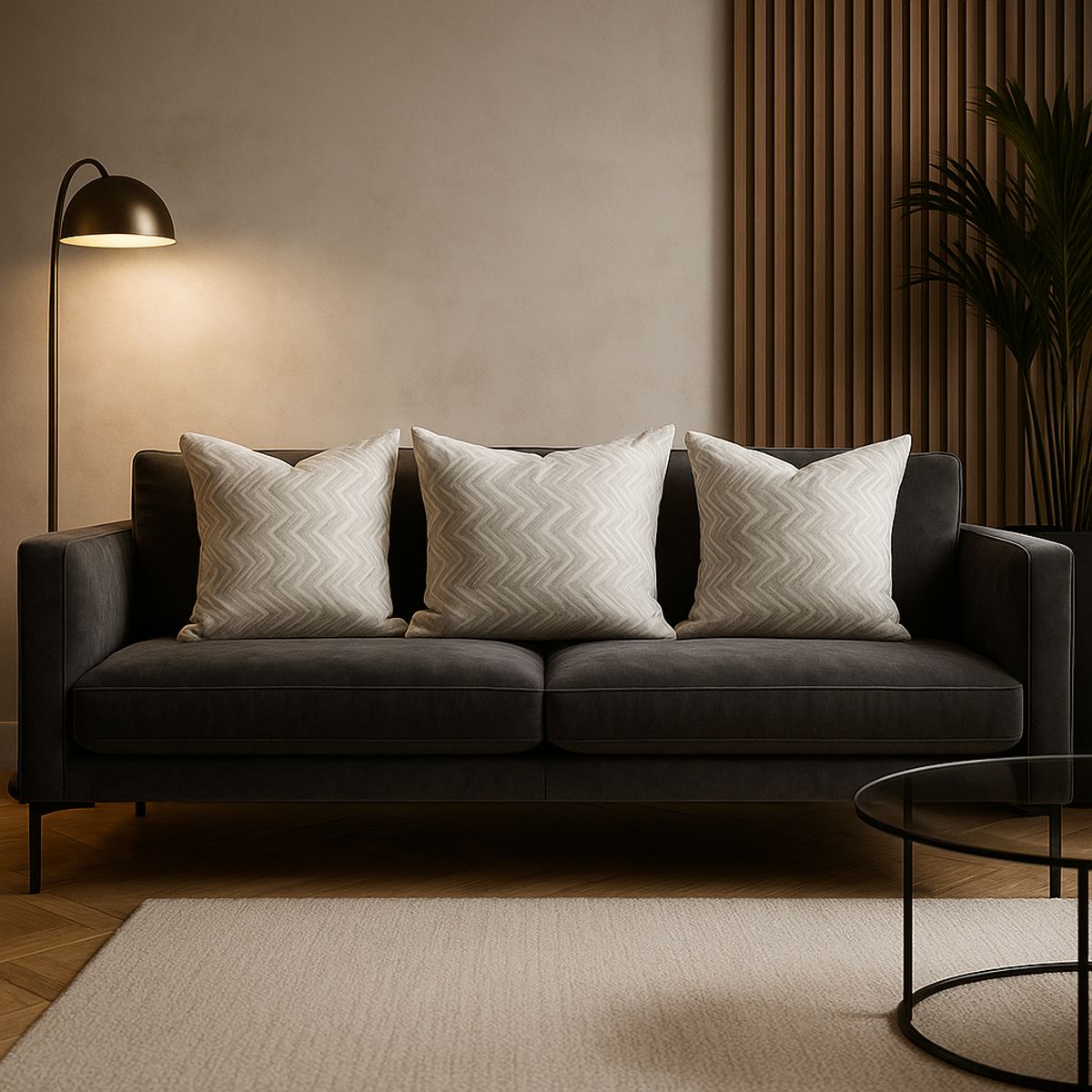 ARMONIA - Pack 3 fundas cojín chenille gris 45x45 decorativas 760