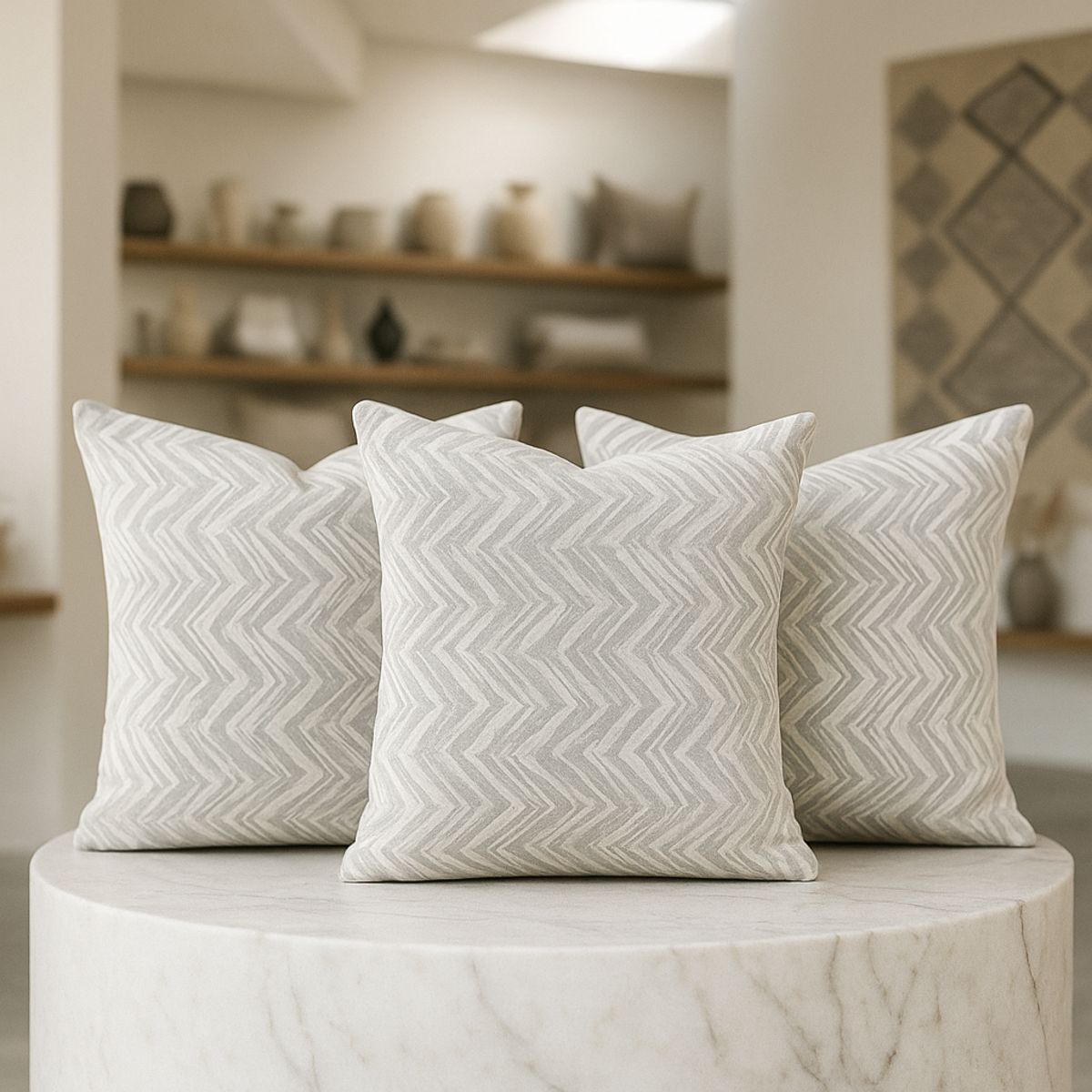 ARMONIA - 3 fundas cojín chenille gris 45x45 diseño chic 760