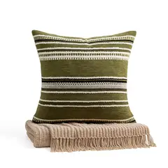 ARMONIA - Funda almohadón chenille verde estilo moderno sala 759