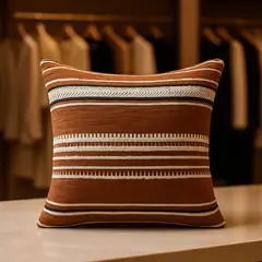 ARMONIA - Cojín chenille marrón funda suave decoración hogar 759