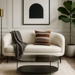ARMONIA - Funda cojín chenille marrón textil premium dormitorio 759