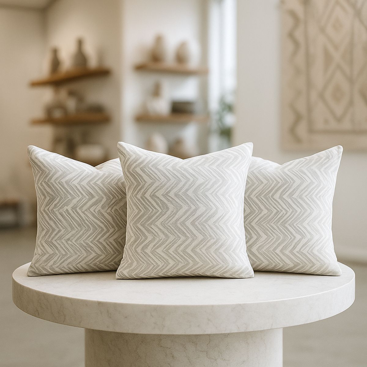 ARMONIA - Trío fundas cojín chenille gris 45x45 moderno 760