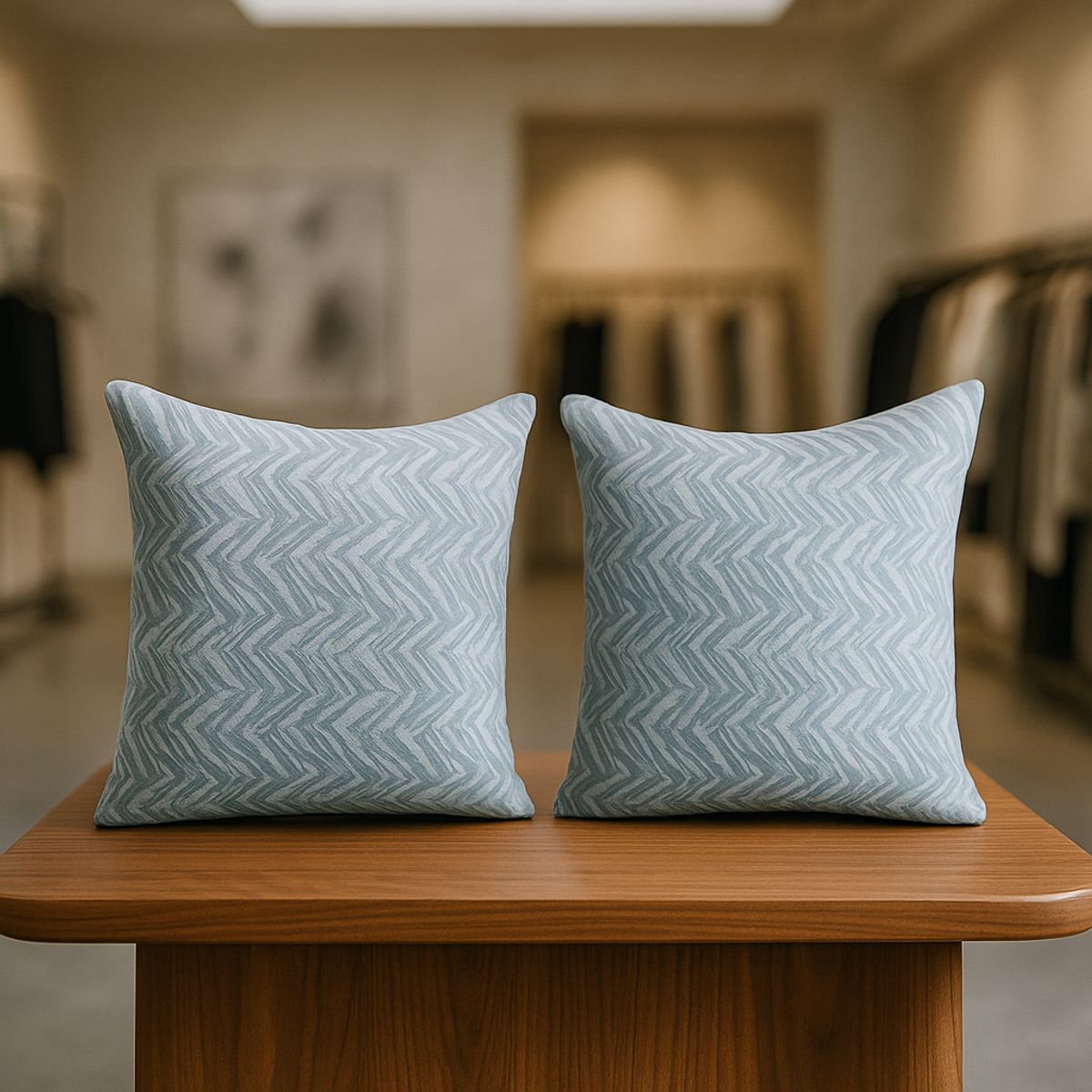 ARMONIA - Pack doble fundas cojín modelo chenille azul 45x45 premium 760