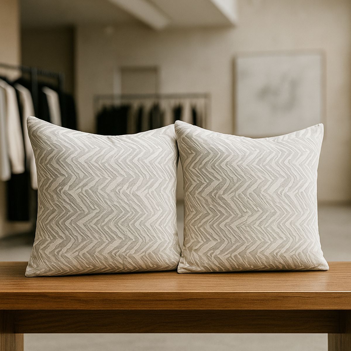 ARMONIA - 2 fundas modelo chenille gris 45x45 diseño chic 760