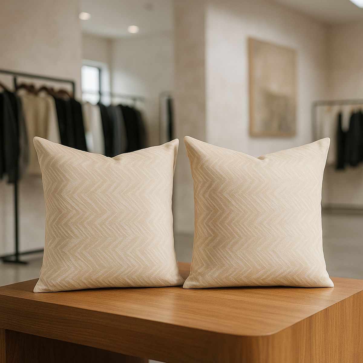 ARMONIA - Dúo fundas almohadón modelo chenille beige 45x45 moderno 760