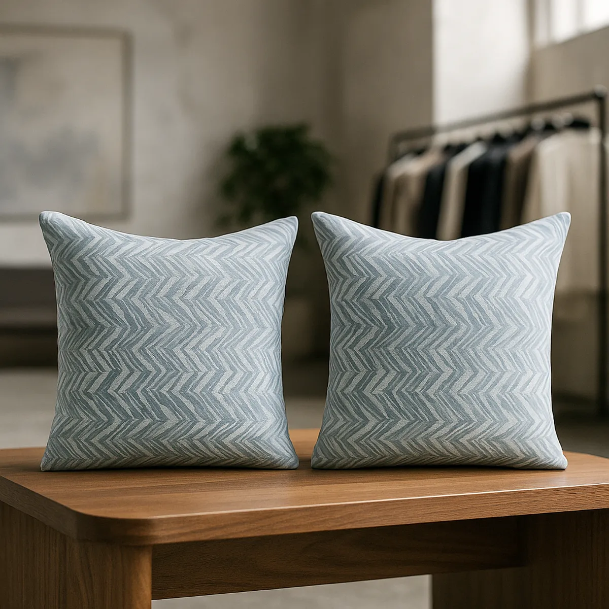 ARMONIA - Pack 2 fundas cojín modelo chenille azul 45x45 decorativas 760