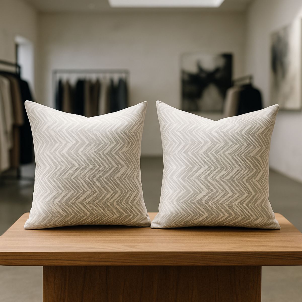 ARMONIA - 2 fundas cojín chenille gris 45x45 diseño chic 760