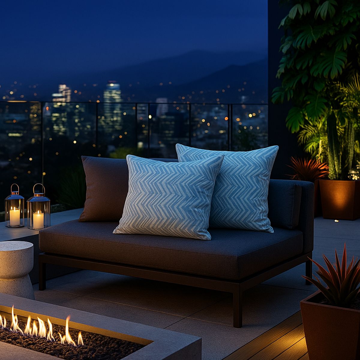 ARMONIA - Dúo fundas cojín chenille azul 45x45 moderno 760