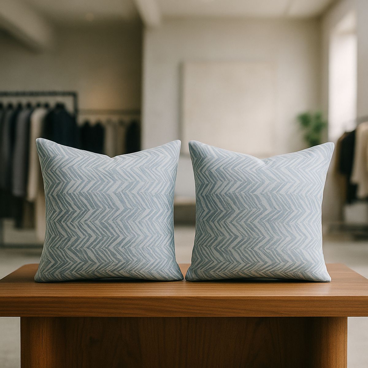 ARMONIA - Set 2 fundas cojín chenille azul 45x45 suaves 760