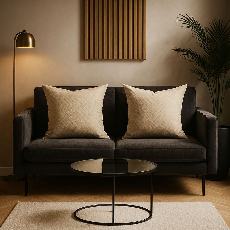 ARMONIA - 2 fundas cojín chenille beige 45x45 diseño chic 760