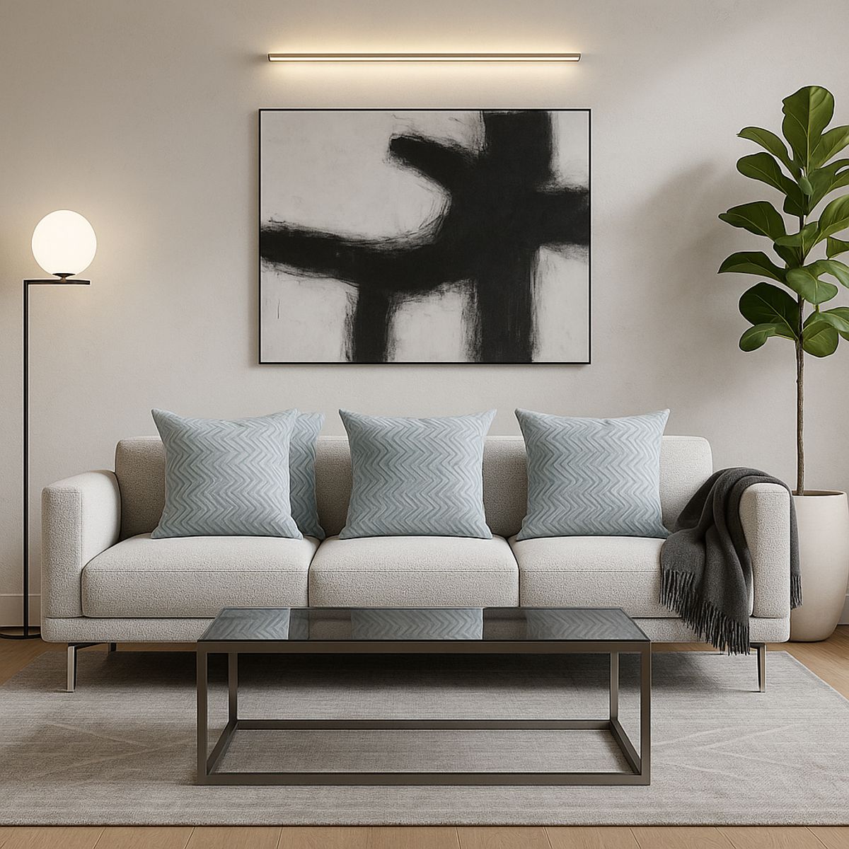 ARMONIA - Trío fundas cojín chenille azul 45x45 moderno 760