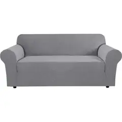 EVERSO - Funda Cubre Sofá Protectora Premium Cuadrille 3 Cuerpos Gris Claro